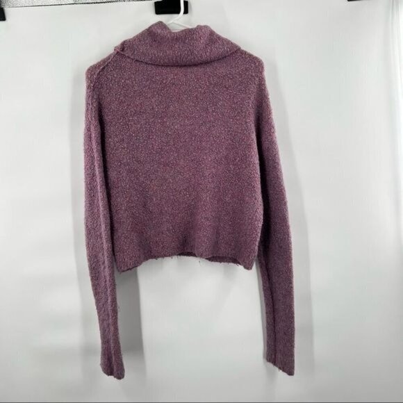 Free people purple wool blend sweater size S cowl turtleneck - Picture 5 of 11